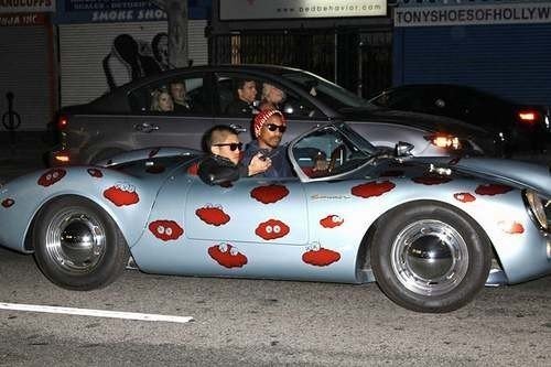 Pharell Willliams in his custom Porsche ... heinous crime!