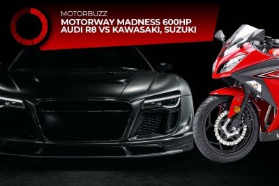Truly insane 600HP Audi R8 VS Kawasaki, Suzuki on the Motorway!
