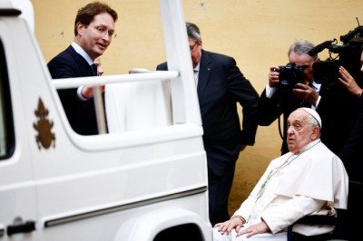The Pope's new wheels! His Holiness is gifted a 'G-Wagon popemobile' made especially for him - and it's all-electric