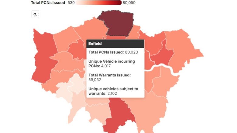 Sadiq Khan's Ulez fine hotspots: Interactive map reveals where most PCNs are issued as Londoners are fined £180m in a year for non-payment