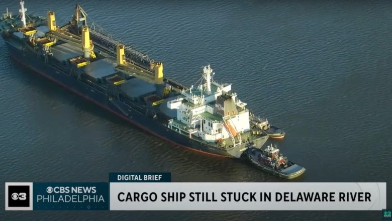 623-Foot Cargo Ship Stuck In The Middle Of The Delaware River