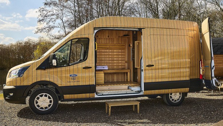 Ford has turned an electric Transit van into a mobile SAUNA