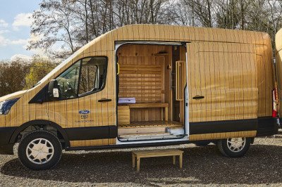 Ford has turned an electric Transit van into a mobile SAUNA