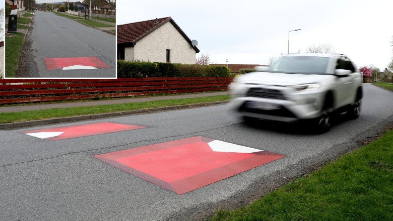 Motorists left bemused as FAKE speed bumps are painted onto road as part of bizarre traffic calming scheme
