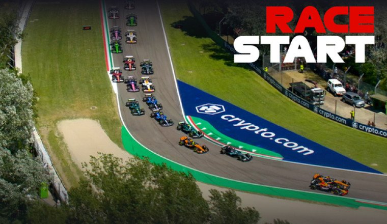 Watch the race start in Imola as Verstappen takes lead