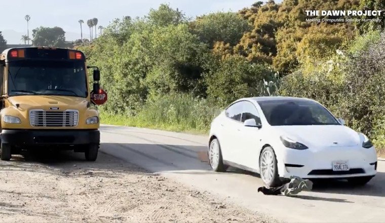 Tesla Running So-Called 'Full Self-Driving' Software Splatters 'Child' In School Bus Test