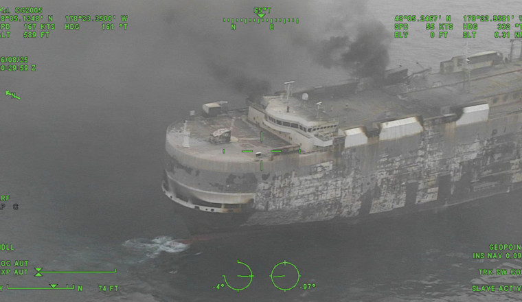 Cargo Ship Carrying EVs Is Still On Fire Off Alaskan Coast A Week Later