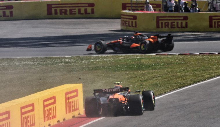 Norris and Piastri collide in F1's Canadian GP as Russell wins