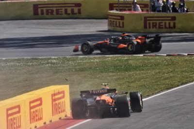 Norris and Piastri collide in F1's Canadian GP as Russell wins