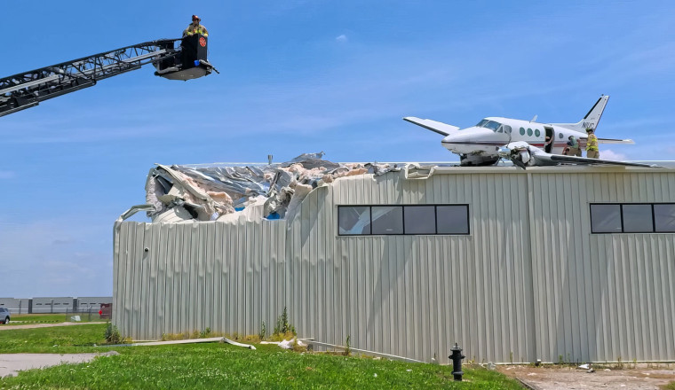 Pilot Takes Failing Turboprop Plane For Crash Landing Atop Hangar