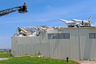 Pilot Takes Failing Turboprop Plane For Crash Landing Atop Hangar