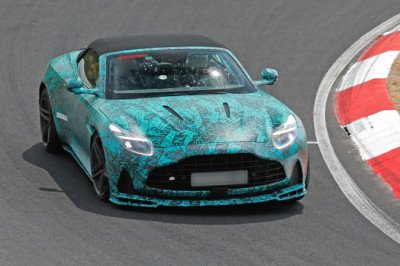 2026 Aston Martin DB12 Volante Spied With a Neat Exhaust and New Lip