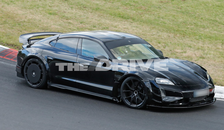 Spied: Porsche Taycan Turbo Weissach Running Aero Wheels and GT3 Fender Vents