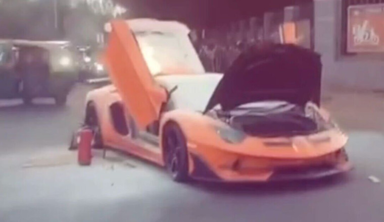 Billionaire asks ‘why does this keep happening’ as £850k Lamborghini goes up in flames
