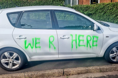 Vandals wreck 41 cars in one night as they smash windows and spray paint bizarre messages on vehicles