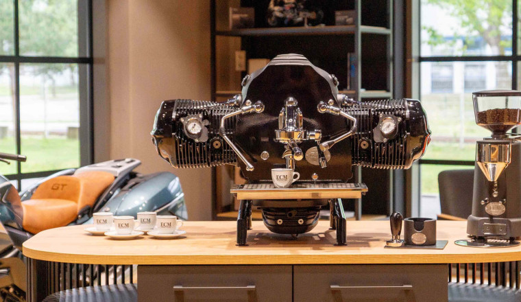 This Espresso Machine Made From A BMW Engine Saves A Ride To The Coffee Shop