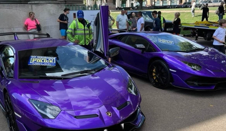 More than 70 supercars worth £7m seized in London - including pair of purple Lamborghinis, Ferraris and Porsches