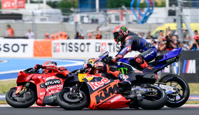 Marquez wins Hungary sprint, Quartararo causes start chaos