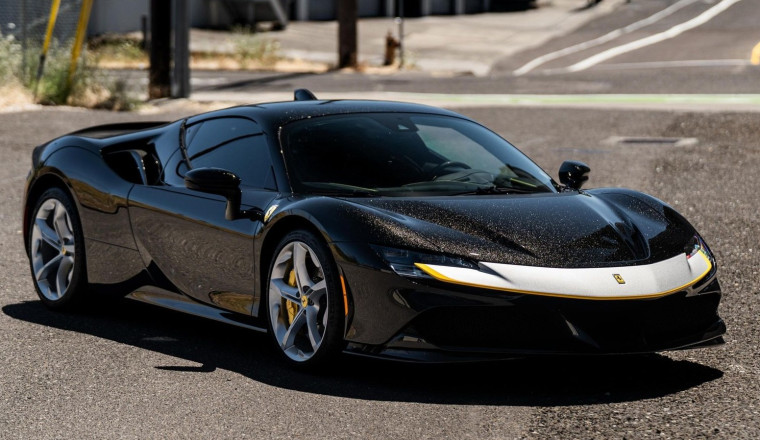 This Nero Galaxy Ferrari SF90 Might Have The Best Black Paint You've Ever Seen On A Car