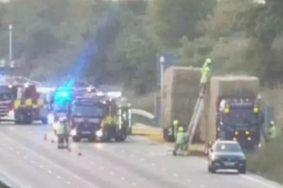 Travel chaos as M25 stretch SHUTS after 'multi-vehicle crash' sparks fire as drivers try to return to work after Bank Holiday