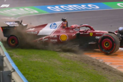 2025 Dutch Grand Prix: Leclerc crashes out after Antonelli spins the Ferrari into the wall