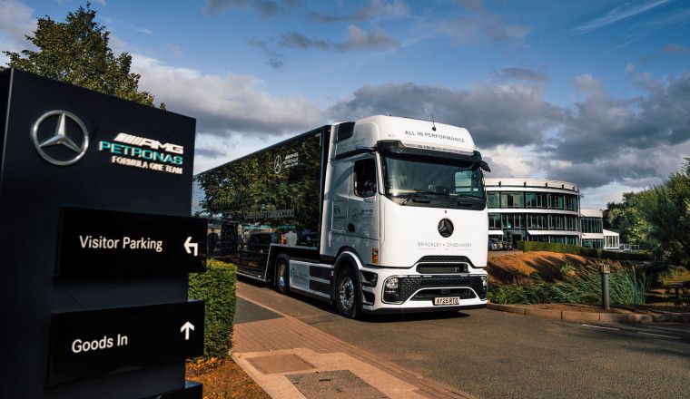 Mercedes-AMG F1 uses EV truck for trip from UK to Dutch GP