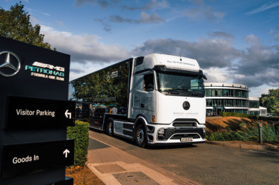 Mercedes-AMG F1 uses EV truck for trip from UK to Dutch GP