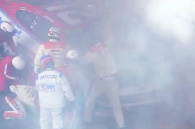 Josh Berry catches fire during the NASCAR race at Bristol (Video)
