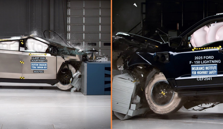 IIHS Testing Reveals Safety Flaws In 2025 Ford F-150 Lightning and Tesla Cybertruck