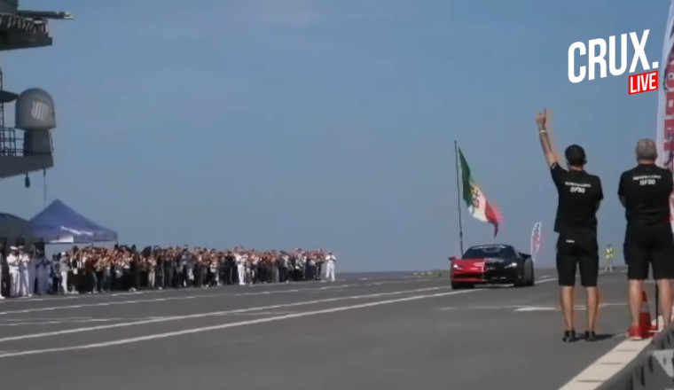 Ferrari SF90 Breaks Speed Record On Deck Of Aircraft Carrier