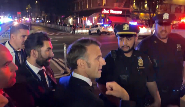 French President Calls Trump While Trying To Cross Barricaded NYC Street