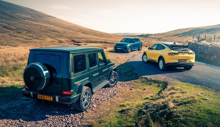 Range Rover Sport SV vs Mach-E Rally vs G450d