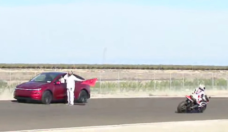 Tesla Driver Gets Lost, Somehow Enters Live Motorcycle Race