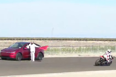 Tesla Driver Gets Lost, Somehow Enters Live Motorcycle Race