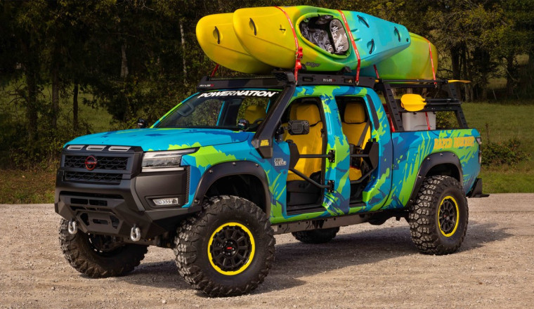 This SEMA Nissan Frontier Really Nails the Nickelodeon Hot Wheels Monster Truck Aesthetic