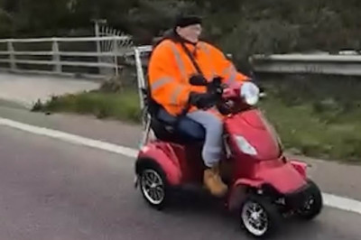 Mobility scooter rider stuns fellow motorists by cruising along busy dual carriageway without a care in the world