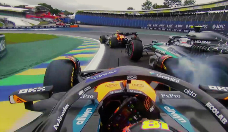 2025 Sao Paulo Grand Prix: Onboard as Leclerc is knocked out of the race at the restart