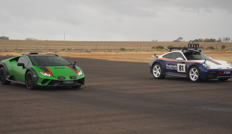 Lamborghini Sterrato Takes on Porsche 911 Dakar in a Wet Drag Race