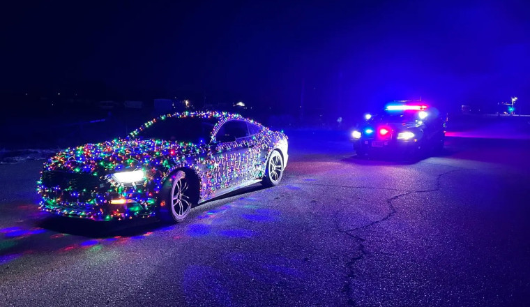 Driver Decks Out Car with Christmas Lights, Police Step In With Festive Warning