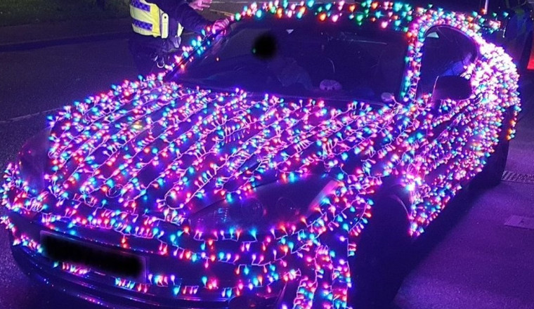 Driver with Christmas lights on car pulled over by police and faces fine