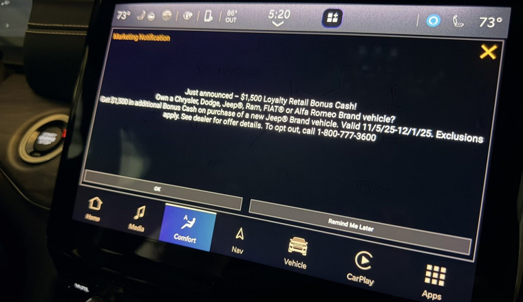 Pop-Up Ads Are Appearing On Stellantis Infotainment Screens Again