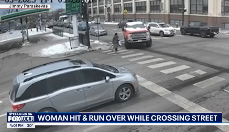 Driver Of Massive Snow-Covered Pickup Hits 67-Year-Old Pedestrian While Making Right Turn