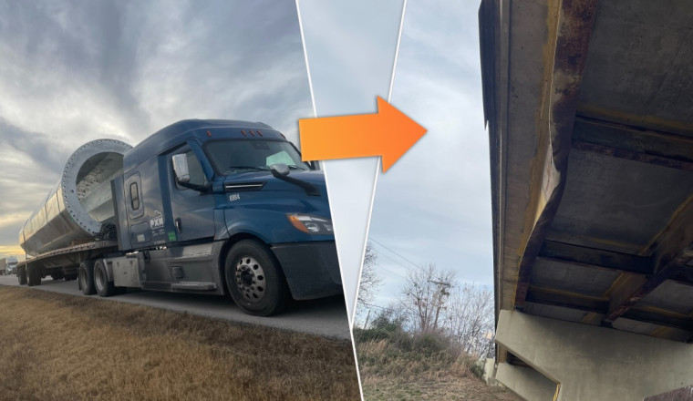 Over-Height Semi-Truck Load Smashes Six Bridges on One Road Trip