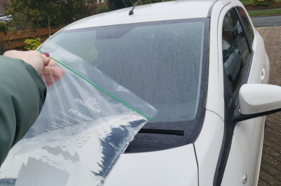 Drivers, fill sandwich bags with warm water in January