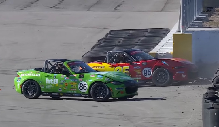 Lightning McQueen MX-5 Cup Car Crashed Out by Chick Hicks Miata