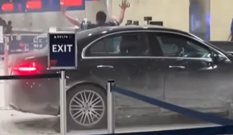 Mercedes Crashes Detroit Terminal, Misses Gate By About 300 Feet