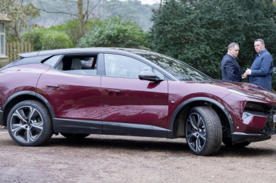 King Charles and Queen Camilla seen for the first time in their new electric £160,000 Lotus Eletre sportscar that he jokes is 'silent but deadly'