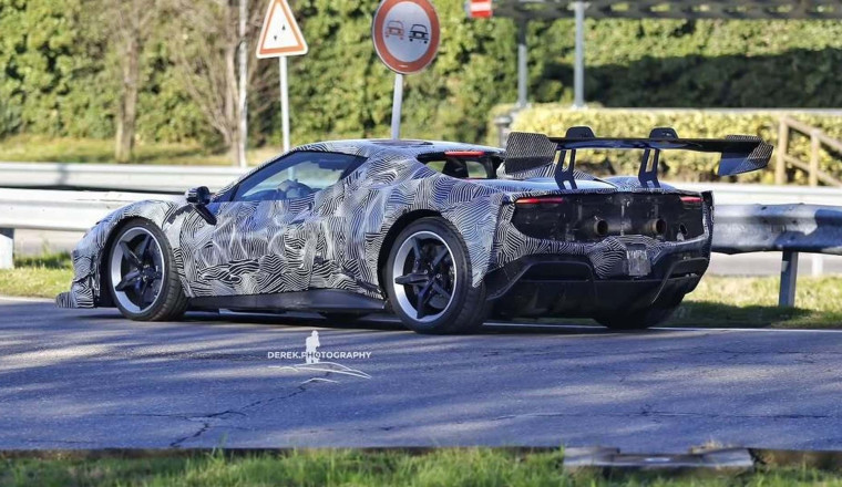 Hardcore Ferrari Spied Looking Like A Race Car For The Road