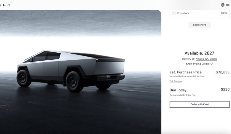 Tesla's 'Sub-$60,000' Cybertruck Now Costs $72,235