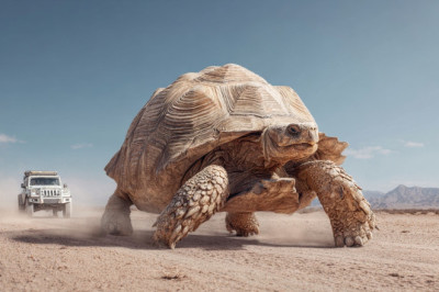 In a Race Between a Tortoise and a 4x4 in The Mojave, Who Wins? The Tortoise of Course!